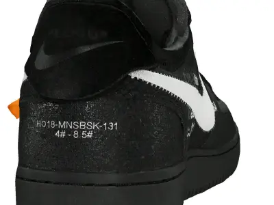 Off-White x Nike Air Force 1 one Low Black White 2 Black 3D model