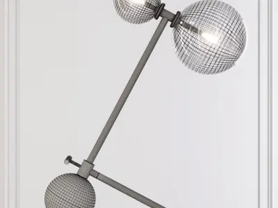 Restoration Hardware Glass Globe Mobile BOOM TABLE LAMP Black 3D model