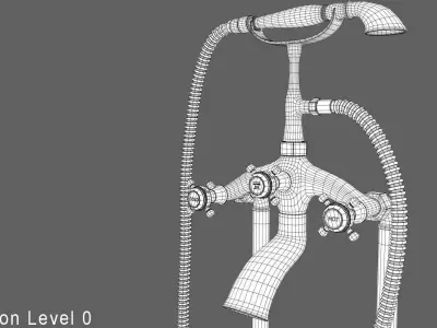 Bathroom with bathtub and toilet Low-poly 3D model
