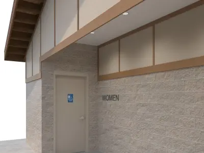 Public Building-002 Restroom With Interior 3D model