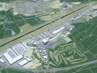 Luxembourg Airport 10km Low-poly 3D model