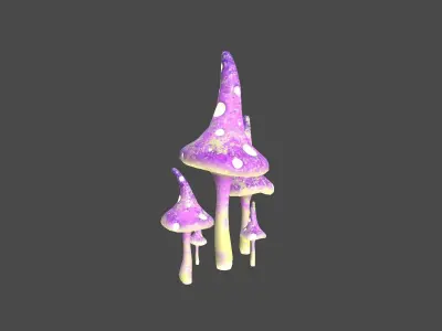 Fantasy Mushroom G08 Purple Yellow - Scene Backdrop Design Low-poly 3D model