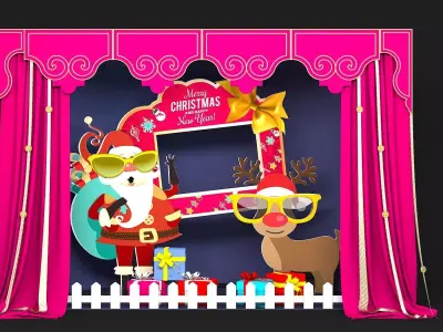 Merry Christmas and Happy New Year Background Scene Set 3D model