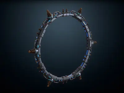 Steampunk Portal Low-poly 3D model