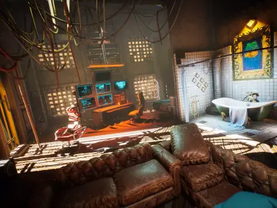 Cyberpunk Interior Environment Kitbash Set Low-poly 3D model