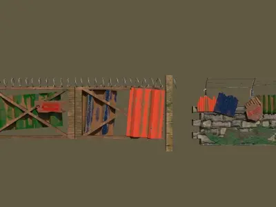 Low poly apocalypse stylized fences  Low-poly 3D model