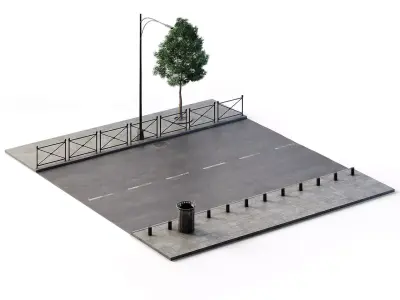 Street Set 12m x 14m Low-poly 3D model