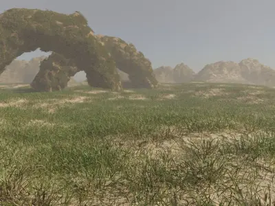 Pond side scene landscape 3D model