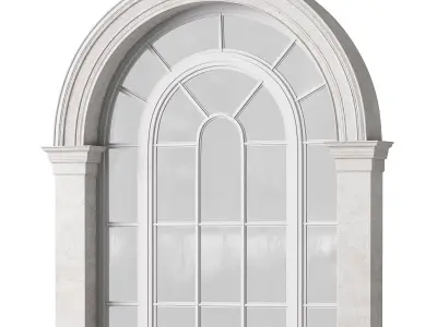 Classical Arched Window Balcony with Baluster - Facade Element 3D model