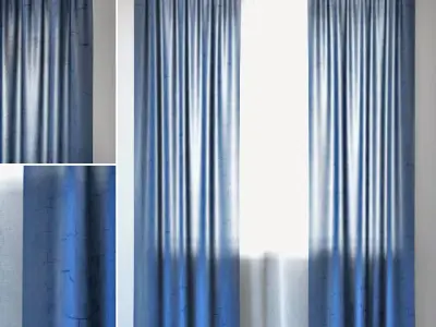Curtains 97 ERICA CRUSH VOILE Blue 3D model