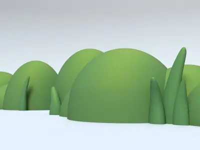 Cartoon Low Poly Grass and Bushes Low-poly 3D model