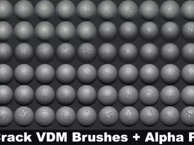 90 Crack VDM Brushes and Alpha Pack Low-poly 3D model