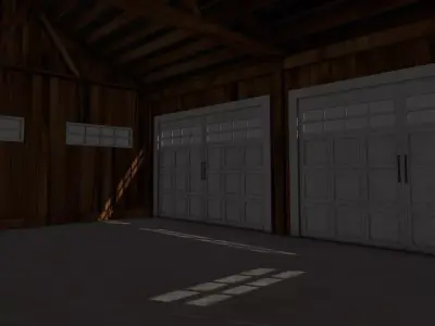 Wood Doble Garage with Interior Low-poly 3D model