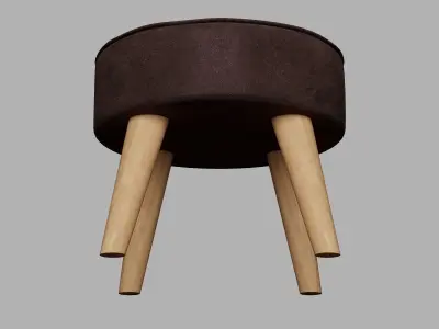 20735 stool with wooden legs Low-poly 3D model