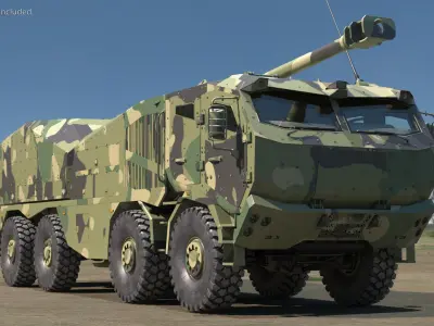  Armored Self Propelled Artillery Unit 155mm Rigged 