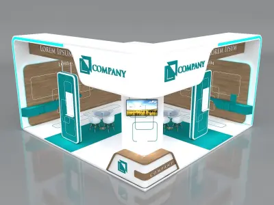 Exhibition Booth Stand Stall 8x8m Height 450 cm 2 Side Open 3D model