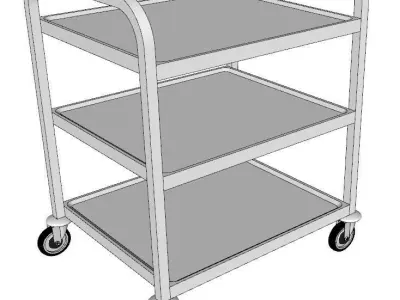service trolley with three floors discounted top 3D model