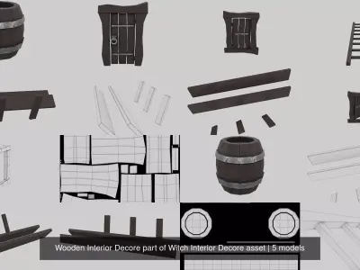 Wooden Interior Decore part of Witch Interior Decore asset 3D Model Pack