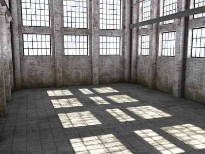 Warehouse room in industrial building Low-poly 3D model