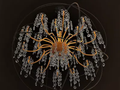 chandelier made of gold and crystals 3D model
