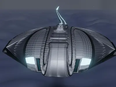 Sci-fi horseshoe crab scene 3D model