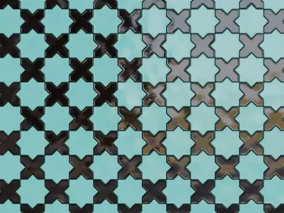 Green Teal Fan Pattern Fish Scale Ceramic Tiles PBR Seamless Texture purchase
