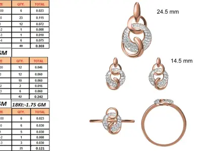 Light wt Ring Earrings Pendant set stl jcd 1-render details 3D print model 42