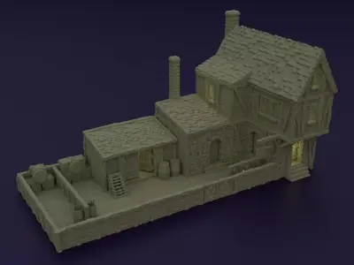 Medieval Bowyer Tabletop Terrain 28 MM 3D print model