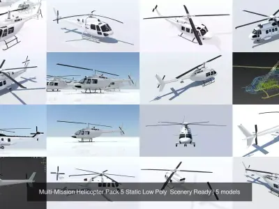 Multi-Mission Helicopter Pack 5 Static Low Poly  Scenery Ready