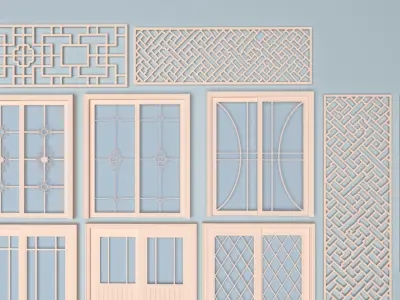 Windows collection beige 3D model