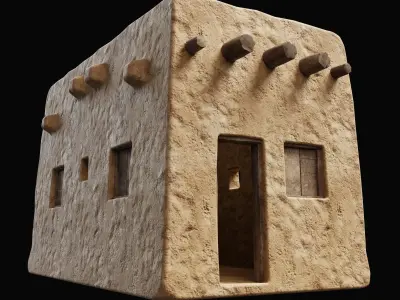 ANCIENT GENERIC CLAY HOUSES BUILDING DESERT EGYPT AAA COLLECTION Low-poly 3D model