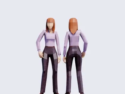Business People - Animated and Rigged Low-poly 3D model