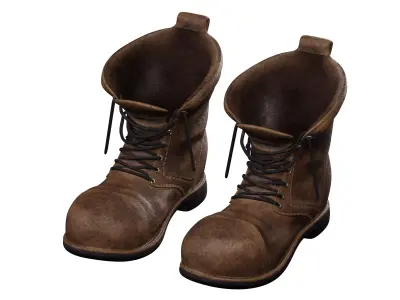 Old work boots Low-poly 3D model