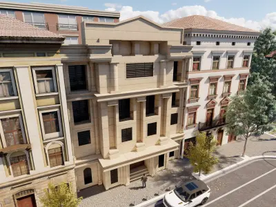 Classic stone facade-Building Classic Facade Element 3D model 5