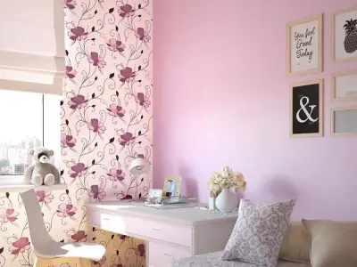 Playful Pink Floral Wallpaper Texture