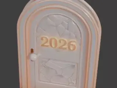 High-Quality 3D Cartoon New Year Arched Door Low-poly 3D model