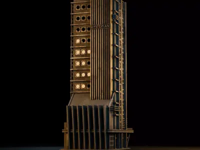 DYSTOPIAN BRUTALIST BUILDING SCIFI 02 Low-poly 3D model