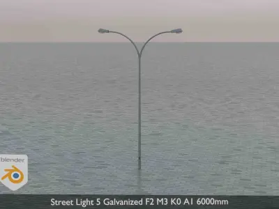 Street Light 5 Galvanized F2 M3 K0 A1 6000mm Low-poly 3D model