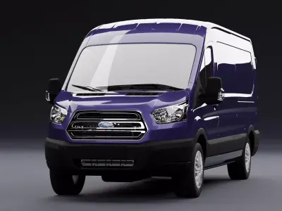 Transit Van Long Truck Night Blue 3D model