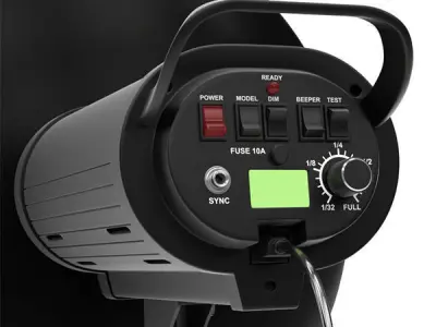 Professional studio strobe with beauty dish 3D model