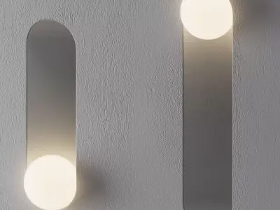 Minimalist Oval and Sphere Wall Light Set 3D model