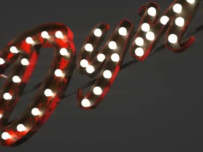 Rusty Dynos Light Sign Low-poly 3D model