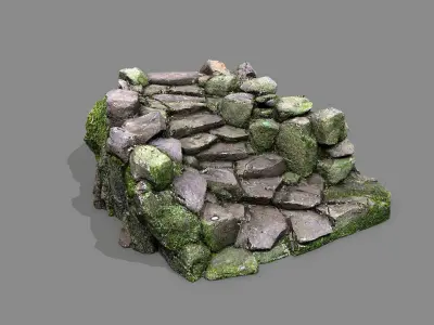Mossy Rock Stairs Low-poly 3D model purchase
