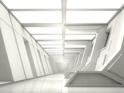 Sci Fi Corridor Low-poly 3D model 6