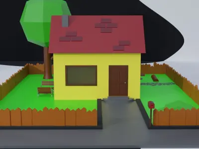 Simple house with garden 3D model