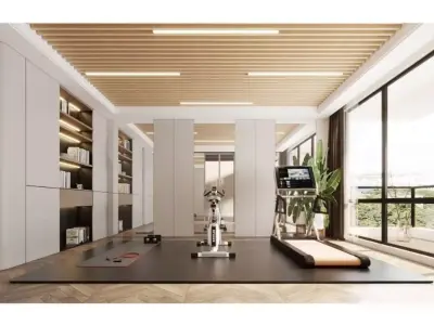 Modern luxury style home fitness area 3D model