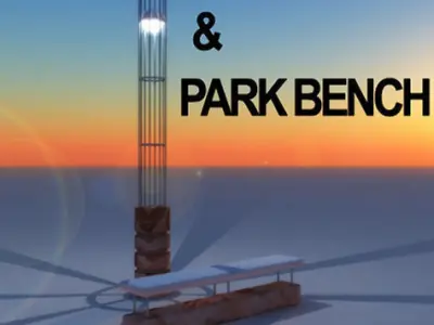 Street-Lamp and Park Bench 3D model