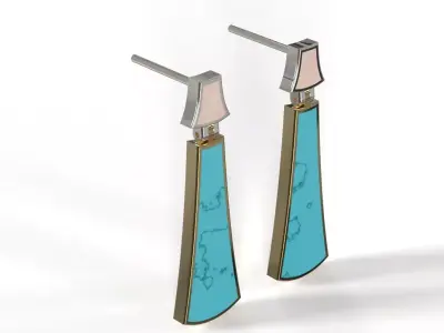 Modern Geometric Drop Earrings 3D CAD ge0057 3D print model