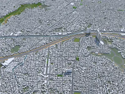 Bekasi West Java Indonesia 20km AI Low-poly 3D model
