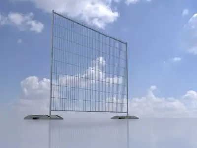 Movable Construction Fence with plastic bases Low-poly 3D model